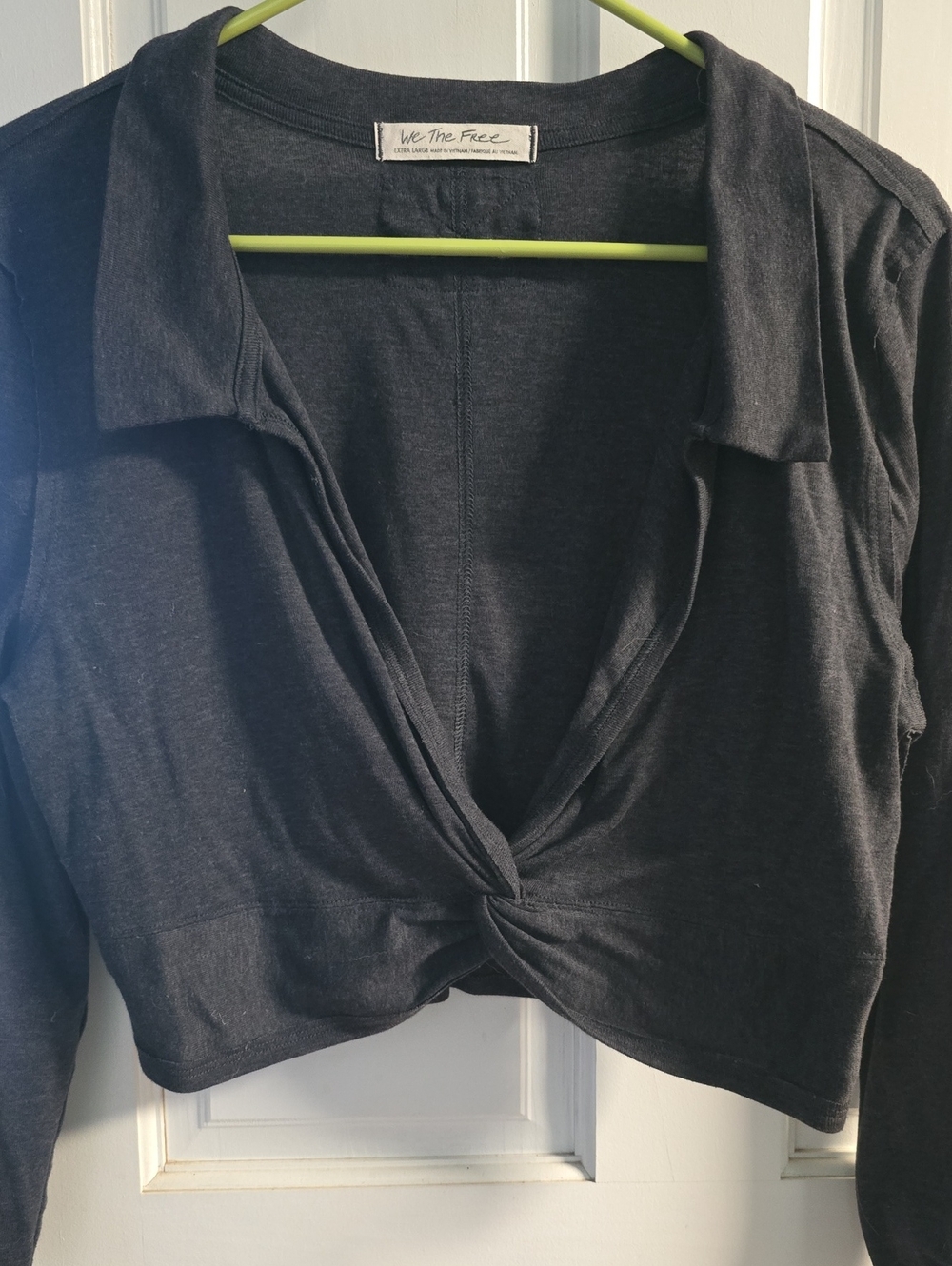 We The Free Black Twist-Knot Collared Crop Top